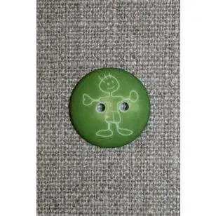 Knap m/dreng, grøn - Børneknapper