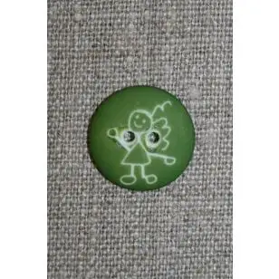 Knap m/pige, grøn - Børneknapper