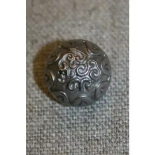 Rund gl.sølv knap m/mønster 15 mm. - Guld-, sølv- og metalknapper