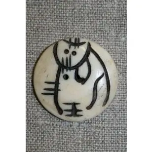 Håndlavet knap i ben, off-white m/kat - 