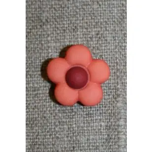 2-farvet blomsterknap koral/bordeaux - Børneknapper