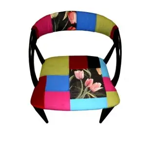 Stol sort-malet m/patchwork-betræk - Inspiration