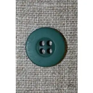 Flaskegrøn 4-huls knap, 15 mm. - Knapper Grøn, gul og orange