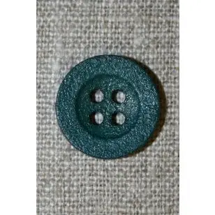 Flaskegrøn ru 4-huls knap, 18 mm. - Knapper Grøn, gul og orange