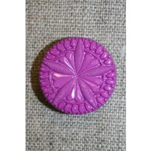 Knap m/blomst/stjerne, cerisse 22 mm. - Knapper Rød/lyserød/lilla