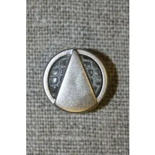 Mat sølvknap m/trekant, 15 mm. - 