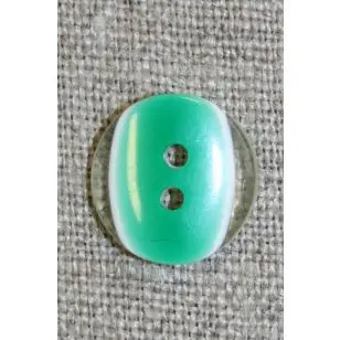2-huls knap klar/græsgrøn, 15 mm. - Knapper Grøn, gul og orange