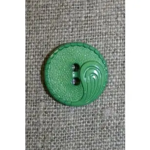 Grøn 2-huls knap m/sjals-mønster - Knapper Grøn, gul og orange