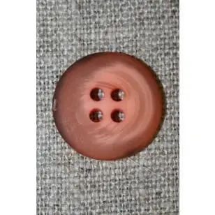 4-huls knap meleret laks/brændt orange, 18 mm. - Knapper Grøn, gul og orange