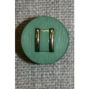 Rund knap støvet grøn m/guld - Knapper Grøn, gul og orange