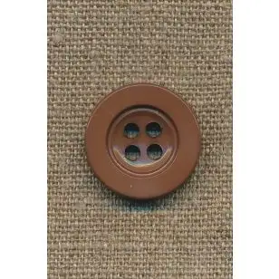 4-huls knap rød-brun, 22 mm. - Knapper Brun, beige og off-white