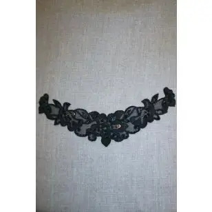 Organza besætning m/perler & palietter, sort - Besætninger