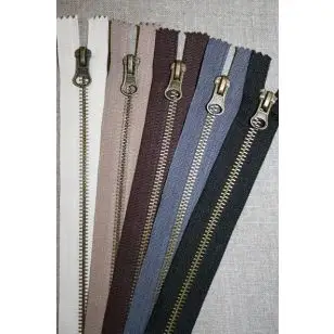 14, 18 og 20 cm. metal lomme-/bukselynlås - Lynlåse fast / Ikke delbar