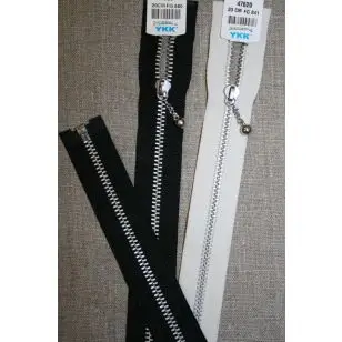 55 cm. delbar lynlås YKK m/kugleskyder - Lynlåse delbare