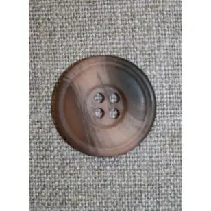Meleret 4-huls knap pudder/brun, 23 mm. - Knapper Brun, beige og off-white