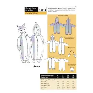 Onion 10012 -Dragt, hue & luffer - Snitmønstre Onion til børn