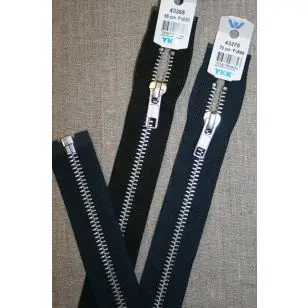 65-80 cm. delbar metal lynlås, 6 mm. sølv YKK - 