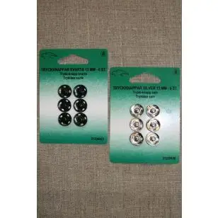 Tryklåse 13 mm. Sort og sølv - Tryklåse og Trykknapper