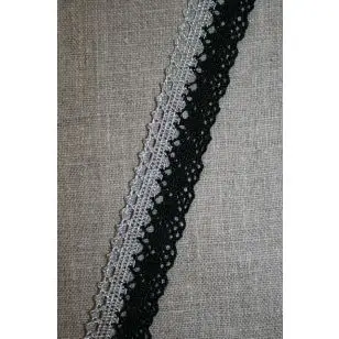 Dobbel blonde sort/sølv 25 mm. - Blonder