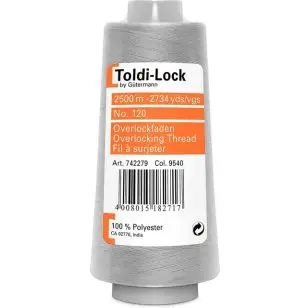 Overlocktråd 2500 meter i Lysegrå | Toldi-Lock - Overlock tråd