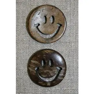 Kokosknap 30 mm. smiley - Træ- og Horn-knapper