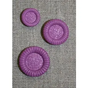 Knap m/fletmønster i 3 str, lilla - Knapper Rød/lyserød/lilla