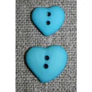 Asymetrisk hjerteknap, turkis - Børneknapper