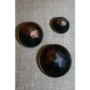 Faset-slebne knapper i metal look, gl.kobber - Knapper Brun, beige og off-white