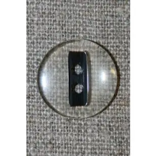 Knap klar/sort, 18 mm. - Knapper Hvid, grå og sort