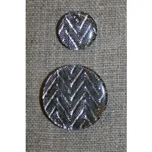 Knap m/glimmer zigzag, sølv - Guld-, sølv- og metalknapper