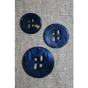 Meleret knap m/sjove huller i 3 str. blå - 