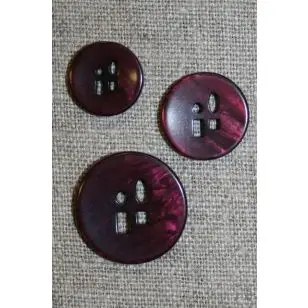 Meleret knap m/sjove huller i 3 str. bordeaux - Knapper Rød/lyserød/lilla