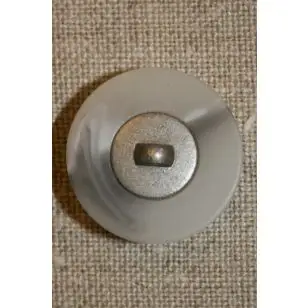 Lysegrå m/sølv midte 23 mm. - Knapper Hvid, grå og sort