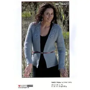 76423 Trøje med hæklede blomster - Pind 3-3½