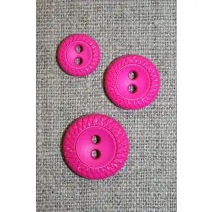 2-huls knap m/mønster-kant i 3 str. pink - Knapper Rød/lyserød/lilla