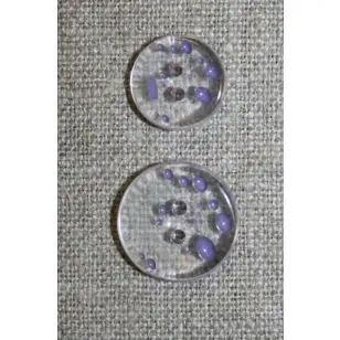 2-huls knap m/prikker klar/lyselilla i 2 str. - Knapper Rød/lyserød/lilla