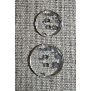 2-huls knap m/prikker klar/grå-brun i 2 str. - Knapper Brun, beige og off-white
