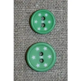 2-huls knap m/stjerner, grøn - Tilbud knapper