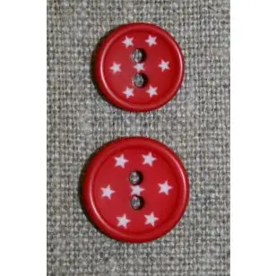 2-huls knap m/stjerner, rød-12 mm - Knapper Rød/lyserød/lilla