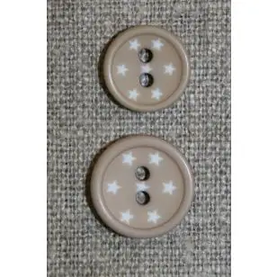 2-huls knap m/stjerner, pudder-beige - Knapper Brun, beige og off-white