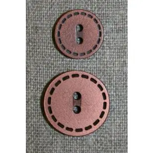 Knap i kobber-look m/stikning i 2 str. - Knapper Brun, beige og off-white