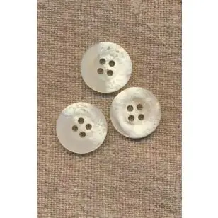 Hvid/offwhite krakeleret 4-huls knap 18 mm - Knapper Hvid, grå og sort