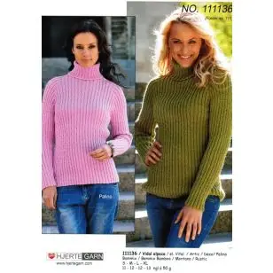 111136 Sweater i rib m/forskudte snoninger - Pind 4-4½