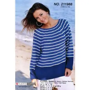 211988 Stribet sweater m/rundt bærestykke - Pind 3-3½