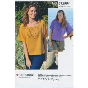312964 Bluse m/hæklet indsats - Pind 3-3½