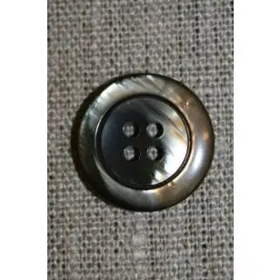 4-huls knap brun meleret 20 mm. - Knapper Brun, beige og off-white