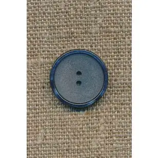 Mat denim-blå knap m/blank kant, 18 mm. - Knapper Blå, turkis og petrol