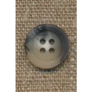 4-huls knap meleret hvid grå 15 mm. - Knapper Hvid, grå og sort