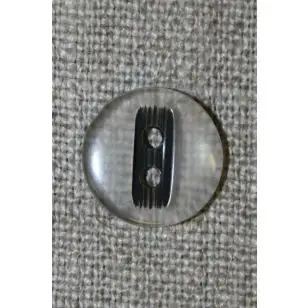 Knap klar/sort, 14 mm. - Knapper Hvid, grå og sort