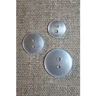 Hvid blank 2-huls knap i 3 str. - Knapper Hvid, grå og sort